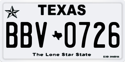 TX license plate BBV0726
