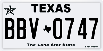 TX license plate BBV0747