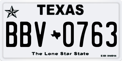 TX license plate BBV0763