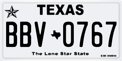 TX license plate BBV0767