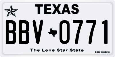 TX license plate BBV0771