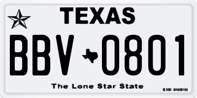 TX license plate BBV0801