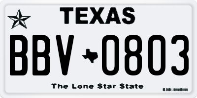 TX license plate BBV0803