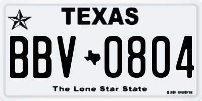 TX license plate BBV0804