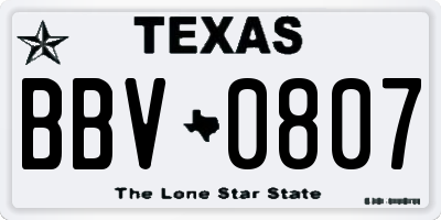 TX license plate BBV0807