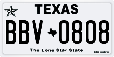 TX license plate BBV0808