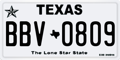 TX license plate BBV0809