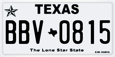 TX license plate BBV0815