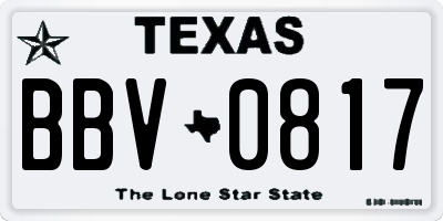 TX license plate BBV0817