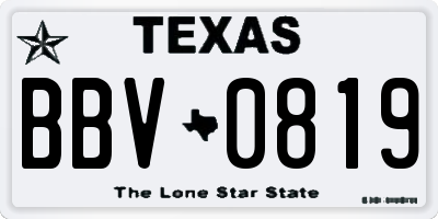 TX license plate BBV0819