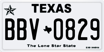 TX license plate BBV0829