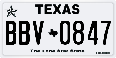 TX license plate BBV0847