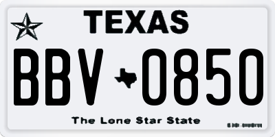 TX license plate BBV0850
