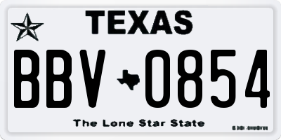 TX license plate BBV0854