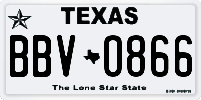 TX license plate BBV0866