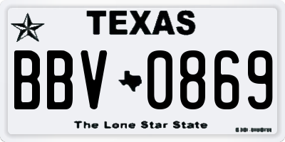 TX license plate BBV0869