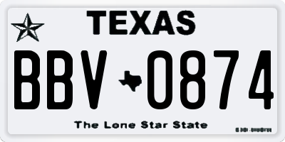 TX license plate BBV0874