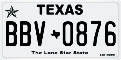 TX license plate BBV0876