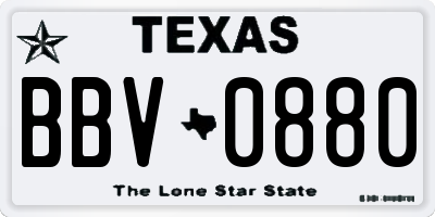 TX license plate BBV0880