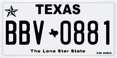 TX license plate BBV0881