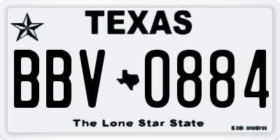 TX license plate BBV0884