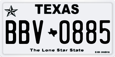 TX license plate BBV0885