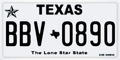 TX license plate BBV0890