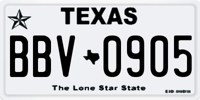 TX license plate BBV0905