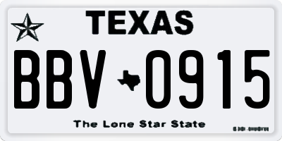 TX license plate BBV0915