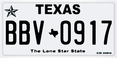 TX license plate BBV0917