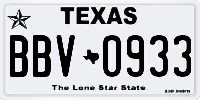 TX license plate BBV0933