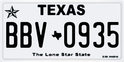 TX license plate BBV0935