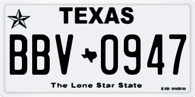 TX license plate BBV0947