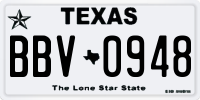 TX license plate BBV0948