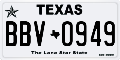 TX license plate BBV0949