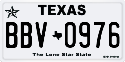 TX license plate BBV0976