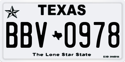 TX license plate BBV0978