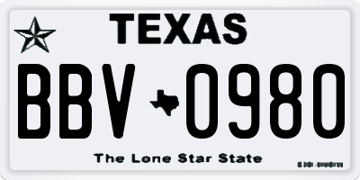 TX license plate BBV0980