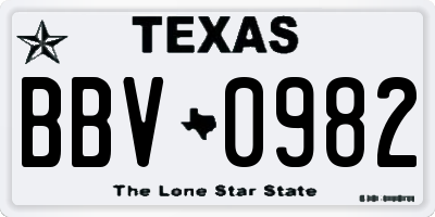 TX license plate BBV0982