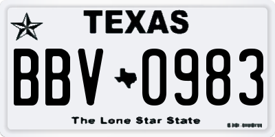 TX license plate BBV0983