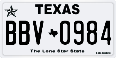 TX license plate BBV0984