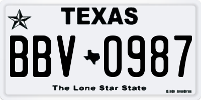 TX license plate BBV0987