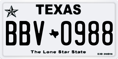 TX license plate BBV0988