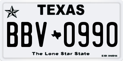 TX license plate BBV0990