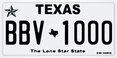 TX license plate BBV1000