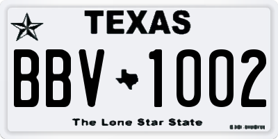 TX license plate BBV1002