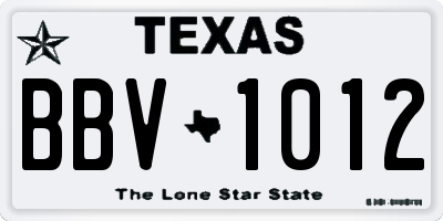 TX license plate BBV1012
