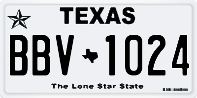 TX license plate BBV1024