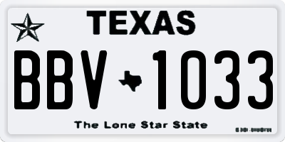 TX license plate BBV1033