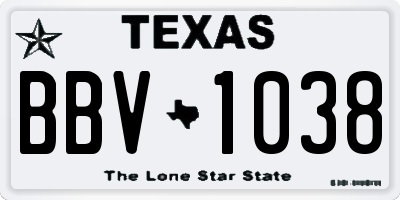 TX license plate BBV1038